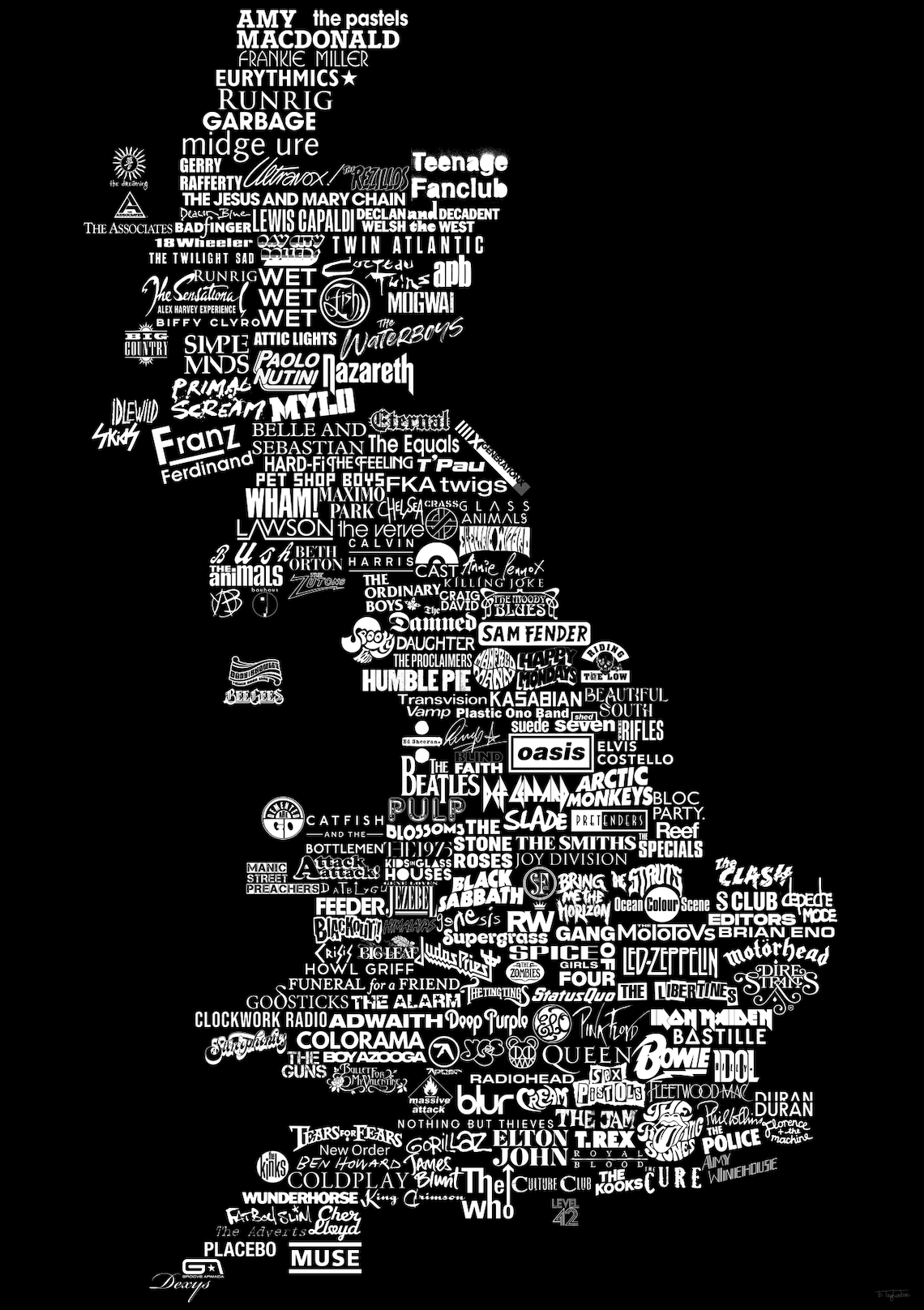 Music map poster A4