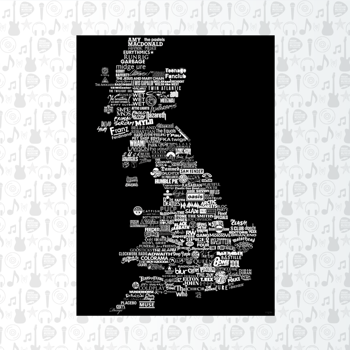 Music map poster A4
