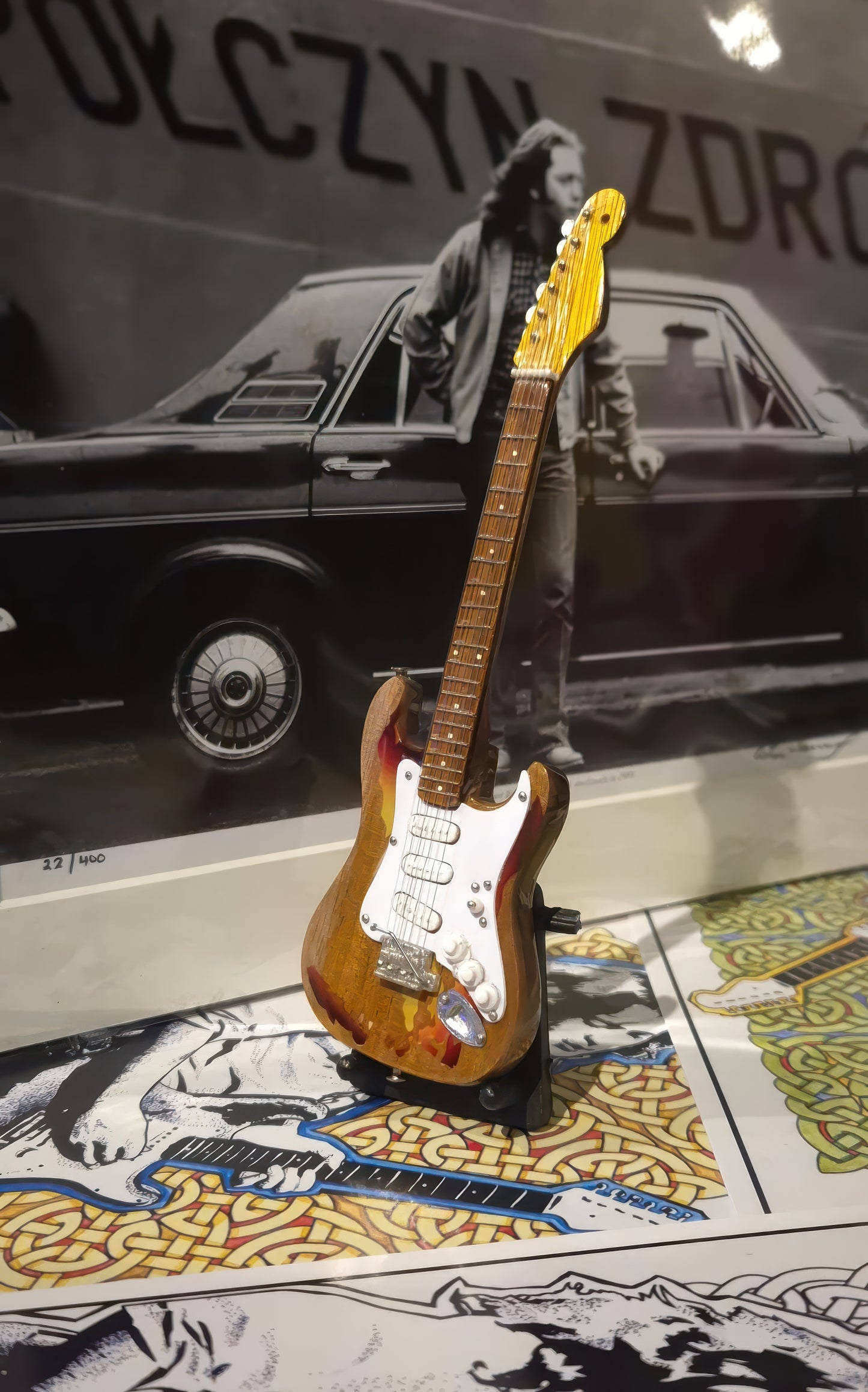 Mini Guitar with Stand - Rory Gallagher